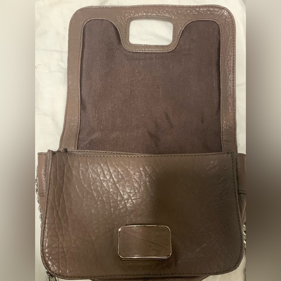 Vtg Designer Badgley Mischka Pebbled Leather Crossbody Chain Brown Handbag - Picture 8 of 16